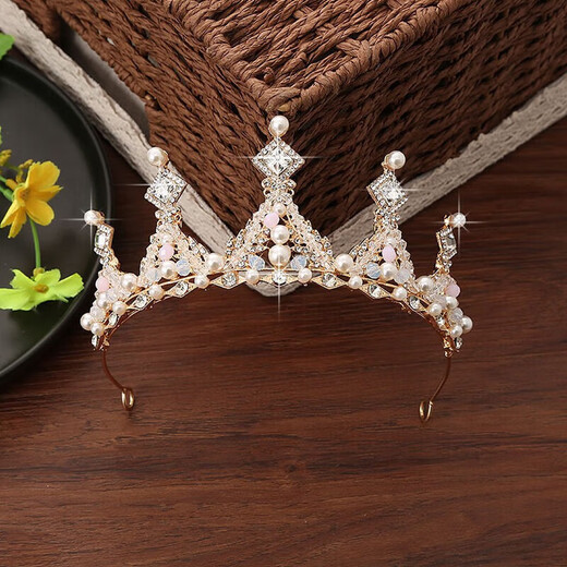 Bangboshi large crown headband children princess rhinestone crown girl girl birthday gift stage performance crown headband golden pearl crown