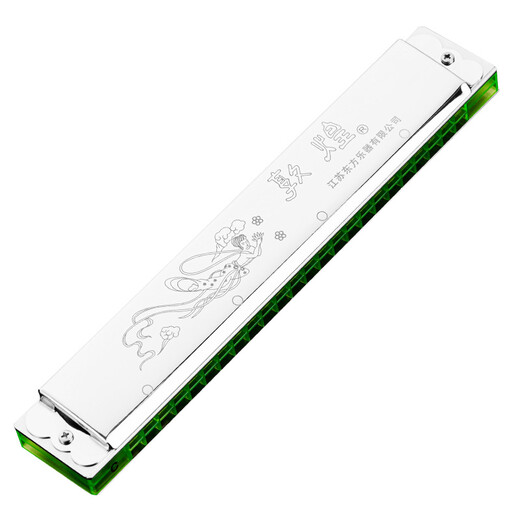Dunhuang 24-Loch-Polyphonic Mundhononica Retro Green Gitter Silber Cover empfohlen für Anfänger C Key Einführungsleistung