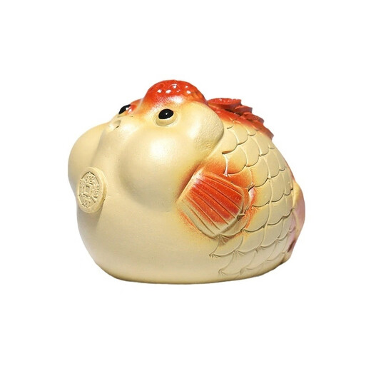 Huilu internet celebrity purple clay tea pet bubble tea pet little goldfish can be raised and landscaped, simulated goldfish tea table decorations tea play incense inserts and a pair of bubble fish (small to large size)