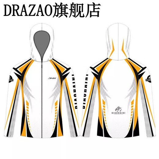 DRAZAO fishing suit summer sun protection suit men's ice silk spring and autumn 2025 Luya anti-mosquito outdoor clothes orange and white XL