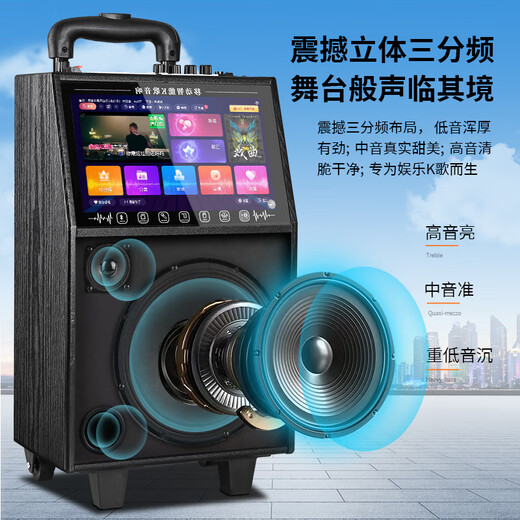 Konka square dance audio with display screen wireless microphone high volume home KTV singing live broadcast karaoke karaoke machine Bluetooth all-in-one video outdoor mobile trolley speaker 20-inch Bluetooth version + 1 microphone