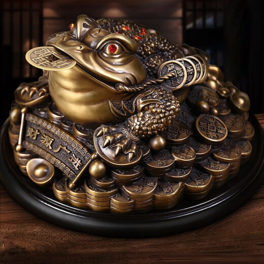 吉善堂全铜金蟾蜍摆件工艺品店铺开业礼品客厅办公室桌面装饰品乔迁礼物 大号黄铜金蟾复古款