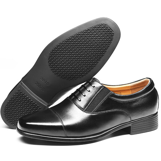 3515 Qiangren Leather Shoes Men's Three-Joint Leather Shoes Business Formal Shoes Simple Set-Toe Men's Leather Shoes Black 42