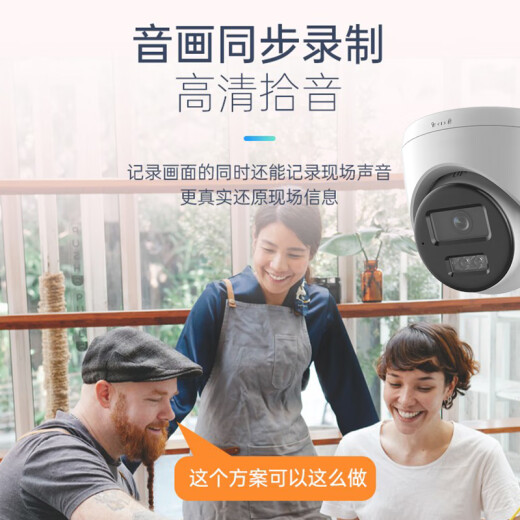 Hikvision 4 million high-definition white light full color POE camera DS-2CD1345V2-LA built-in microphone humanoid detection DS-2CD1345V2-LA full color POE 2.8mm