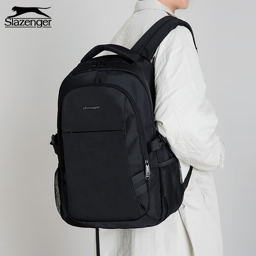 史莱辛格（Slazenger）男士双肩包旅行背包大容量笔记本书包16英寸商务电脑包 黑色 