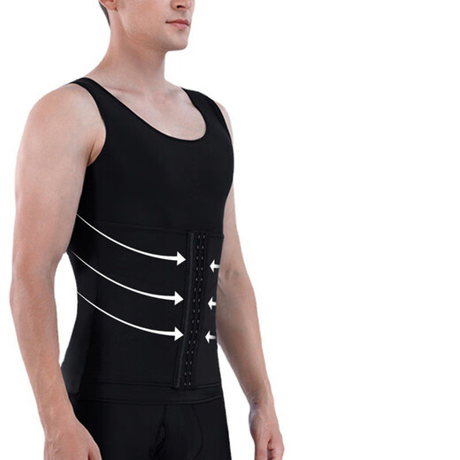 Modal Men's Enhanced Belly Control Shaping Garment to Hidden Meat, Upper Body Strong Pressure Belt Beer Belly Waist Back Clamp, Black Enhanced Version XXL