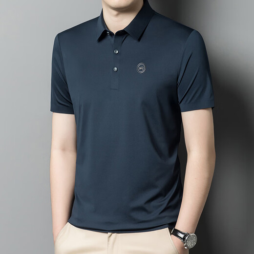 AJGNEAMAIN意大利轻奢高档男装夏季短袖POLO衫无痕商务休闲半袖纯色男士上衣 9859上青【无痕免烫抗皱】 3XL 190/56【建议170-190斤】