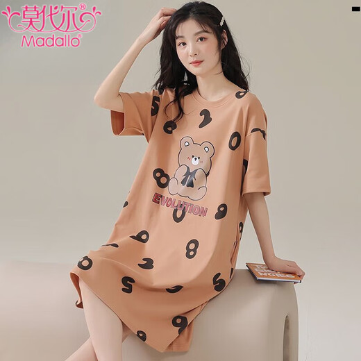 莫代尔睡衣女春季2025年新款圆领套头睡裙夏天宿舍甜美可外穿家居服 Z689 L (100-120斤)