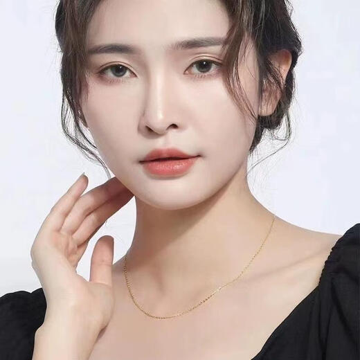 Yan's 18K gold necklace women's K gold AU750 color gold rose gold platinum set chain Chopard chain plain chain clavicle chain white gold water wave chain 50cm