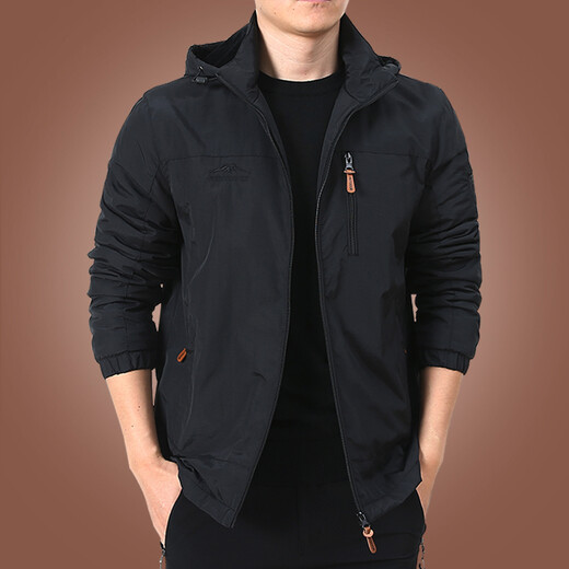 Zhidou Dou Herrenjacke Herbst und Winter plus Samtjacke Herren Winter Casual Clothes 2022 Neue Herren-Top-Herrenkleidung mittleren Alters dicker 9898 Schwarzer abnehmbar