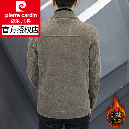 Pierre Cardin Men's Short Warm Woolen Jacket 2025 Autumn and Winter Woolen Jacket Casual Men's Thickened Jacket Gray 2XL /135-145Jin Jin equals 0.5 kg