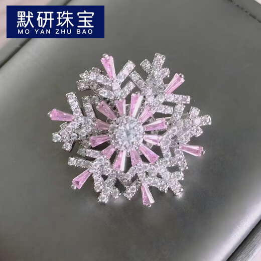 MOYAN Snowflake Brooch Women's Exquisite Rotating Snowflake Pin Niche Design Corsage Suit Accessories Silver White Rotating Snow Crystal A25-209