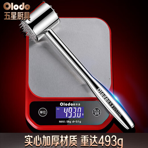 欧乐多（Olodo）316不锈钢肉锤牛排锤松肉锤松肉针双面肉锤加厚优质锤肉器敲肉锤 抗菌316L【19颗尖钉+24颗凸钉】
