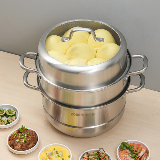 Konbach (KBH) flagship pot set 316L stainless steel wok non-stick flagship S frying pan steamer soup pot three-piece set wok 32cm + frying pan 26cm + steamer 28cm