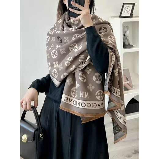 
Ordo City cashmere scarf for women in autumn and winter versatile shawl warm double-sided scarf for dual purpose Kaki