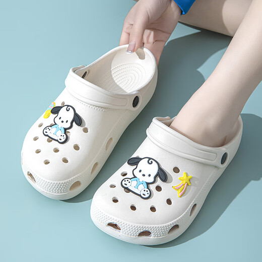 She enjoys Crocs Women's Beach Shoes Sandals and Slippers for Outerwear TE552 White Khaki-Upgraded Version 38/39