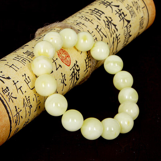 Famous family white wax bracelet for men and women natural beeswax round beads full wax Baltic amber bracelet birthday gift 12mm