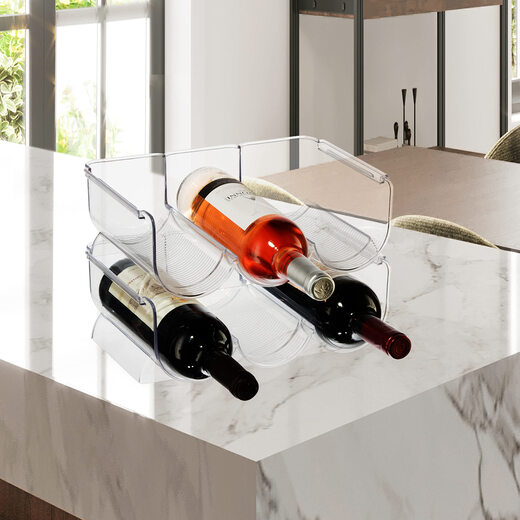 OGGI Transparent Stackable Wine Rack 6-Bottle Kitchen Cabinet Refrigerator Storage Safe Stacking Label Plastic Material 2-Pack