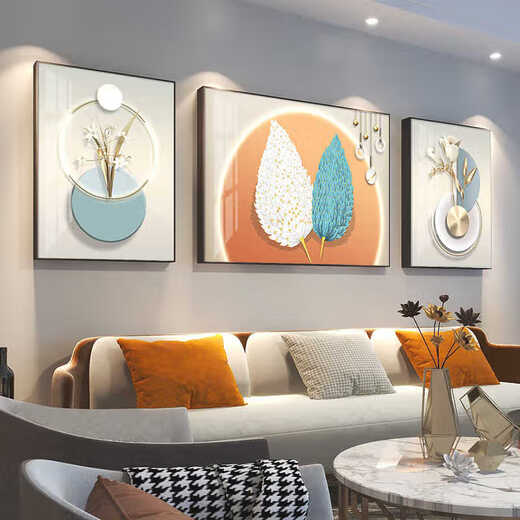 Yaoshijia peinture de salon décoration peinture moderne simple light luxury canapé fond mur haut de gamme 2025 Nouvelle peinture en porcelaine cristalline suspendue peinture murale JD15863 gauche et droite 30 * 40 Middle 60 * 40 PEINTURE INCLAPE DE DIAMENT MADE