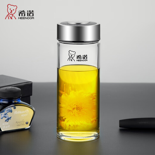 希诺（HEENOOR）玻璃杯单层加厚大容量泡茶杯男士户外运动耐热水 [XN-9076]大容量-695ml-提环盖