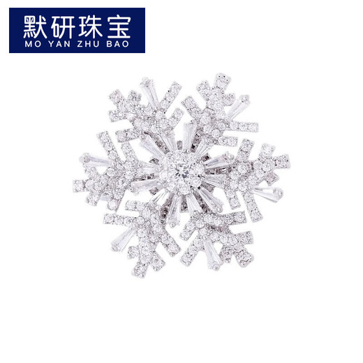 MOYAN Snowflake Brooch Women's Exquisite Rotating Snowflake Pin Niche Design Corsage Suit Accessories Silver White Rotating Snow Crystal A25-209