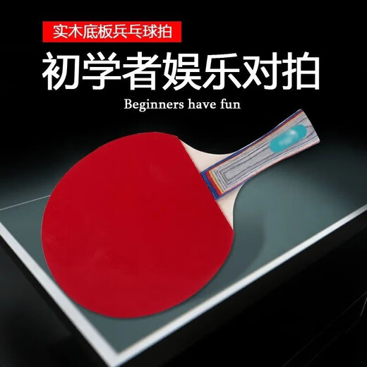 左右故事乒乓球拍中小学生双拍初学训练学生成人比赛横拍直拍 经典入门学生款直拍2支+3球+包