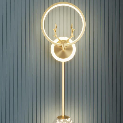 FENGLANQ FENGLANQ golden black wall lamp bedside lamp decorative background wall gypsophila deer head LED new engineering TV wall long gypsophila gold three-color dimming