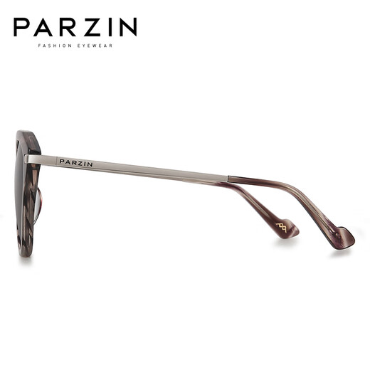 帕森（PARZIN）金属板材尼龙偏光太阳镜女 时尚个性大框休闲潮流防晒墨镜 PZ9757 玳纹瑁色黑灰片