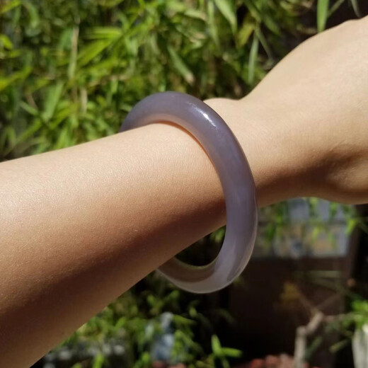
Red Shadow Hetian Jade Purple Bracelet Qinghai Old Smoke Purple Jade Round Bar Bracelet Smoke Gray Jade Bracelet Women's SN3524 Inner Diameter 51-52 Recommended 70-80Jin [Jin equals 0.5 kg]