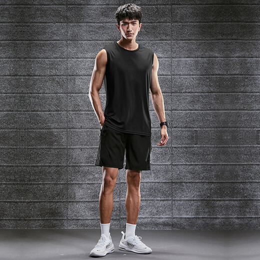 Bright fitness clothes men's sports vest suit ice silk quick-drying clothing summer running basketball training sleeveless T-shirt equipment