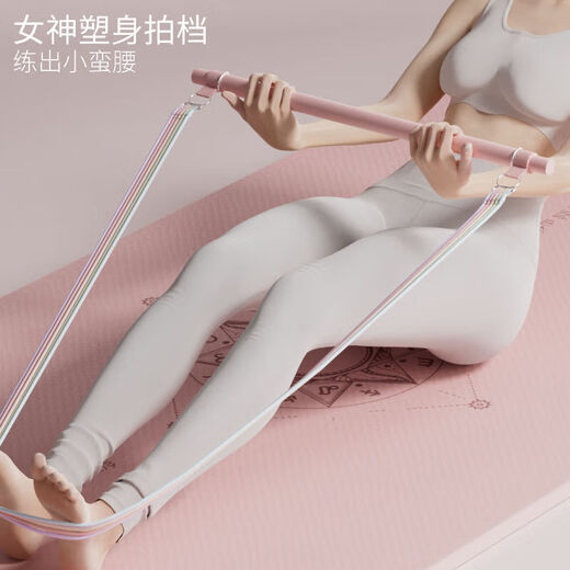 Xulin German tension rope fitness open back elastic belt door tensioner open shoulder training back and chest artifact home fitness equipment entry-level Pilates bar 11-piece set upgraded anti-breakage 80 pounds simulation fitness 75 strength