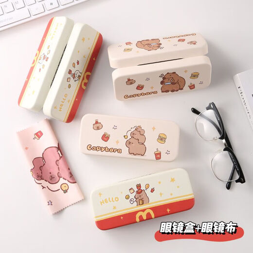 
Najia cute Kuromi glasses box with anti-pressure and fall portable women's eye box sunglasses student storage box glasses box + glasses cloth (three Kuromi)