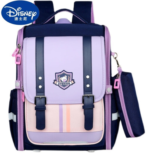Disney's new primary school schoolbag for women, boys, grades 1-3456 British style shoulder protection and spine protection to reduce burden ultra light waterproof children 1047 taro purple recommended grades 2-6