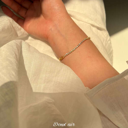 Junbu DouxAir dazzling zircon bracelet thin starlight ins exquisite versatile high-end jewelry bracelet for women 14k gold 16cm bracelet one piece