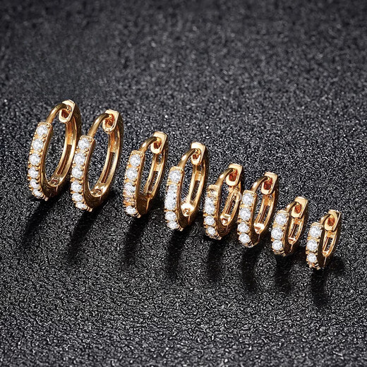 DL 1998 Fat Donglai same style earrings 18k gold 18 Moissanite earrings AU750 rose gold temperament ear bone buckles 18K yellow l rose gold earrings 11mm single