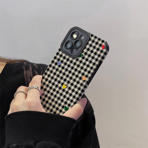 Shuncan gilt für Apple 15 iPhone14 Phone Case 13 12 Pro Max iPhone15 Neues Modell 11 XSMAX Vertikale Balken P3271 Schwarz -Weiß -Plaid -Farbe Love iPhone15