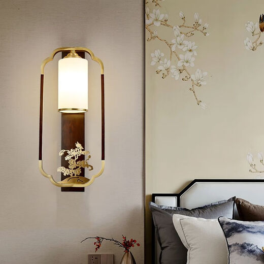 Yaotian Modern New Chinese Style Wall Lamp Full Spectrum Black Walnut Jade Lamp Living Room Rechargeable Wiring-Free Model 1001-Lan