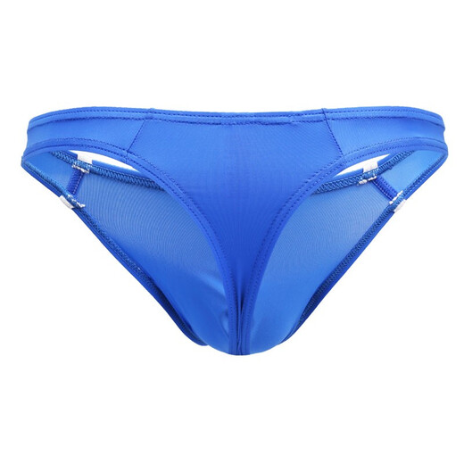 Moweike men's underwear ice silk thong underwear ultra-thin breathable sexy U protruding underwear men's thong underwear blue 1 pair M