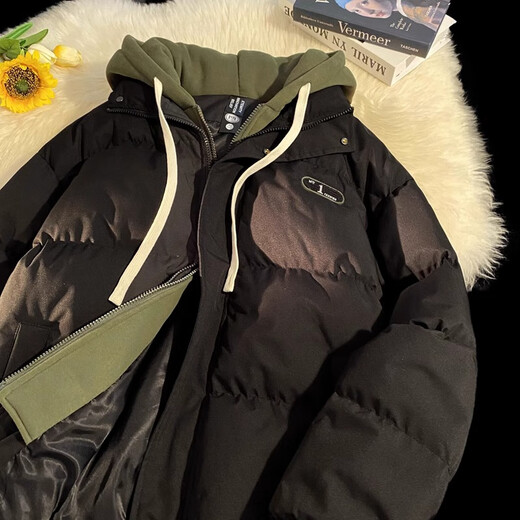 NASA BASE fake two-piece cotton jacket for men in winter, thickened trendy brand down jacket, junior and high school student winter clothing, cold-proof cotton-padded jacket, light blue M /110-140Jin Jin equals 0.5 kg