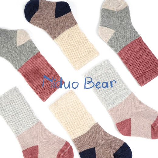 Nido Bear children's socks autumn and winter mid-length socks four-season cotton socks newborn breathable baby pile socks children