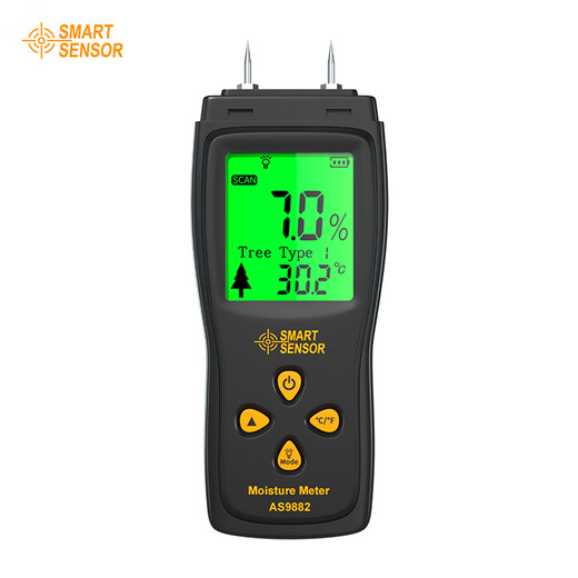 XIMA AS9882 Detector de humedad de madera Medidor de humedad de alta precisión Medidor de madera Contenido de humedad Instrumento de medición AS9882 Compensación de temperatura automática 0 ~ 70% Rango