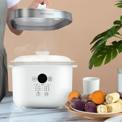 Tianji water-proof stew electric stew pot 4L steam bird's nest large capacity electric stew pot that can steam and stew household ceramic soup pot one pot five bladders with steamer multifunctional porridge artifact 40AG rapid steam-4L
