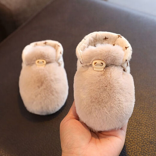 Tutu dawen nouveau-né bébé chaussures de coton 0-1 ans en automne et en hiver semelle douce-semelle de fourrure 6-12 mois ne vous débarrassez pas du couvercle de fitness portable à double face (beige) 1 paire une taille recommandée 0-12 mois (12 cm de longueur)