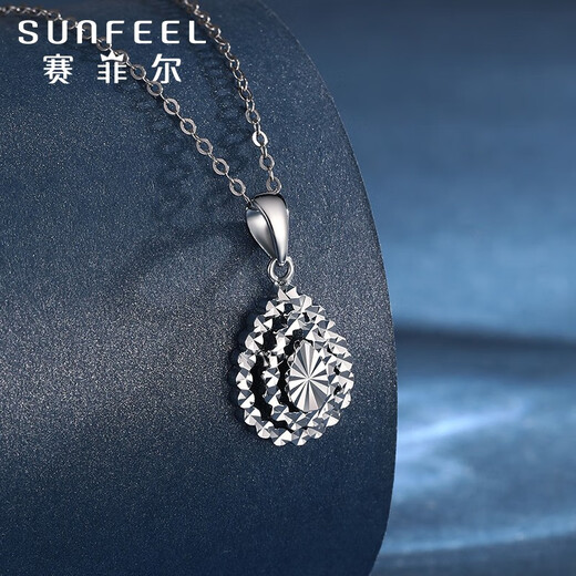 Safir platinum pendant for women PT950 hollow classic water drop pendant pendant necklace for birthday gift, about 1.45 grams