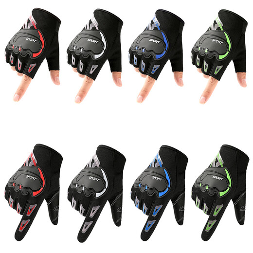 Feilan Nulun Guantes de cabeceo de la mitad de los dedos Primavera y verano delgada transpirable Anti-Slip Anti-Fall Motorcycle Driver Guantes de dedo giros grises de la mitad de los dedos