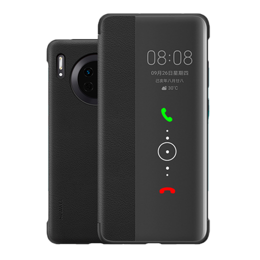 华为（HUAWEI） 原装手机壳保护套Mate30免翻盖式皮套智能视窗全包防摔智能商务 Mate30 Pro智能视窗保护套丨【黑色】