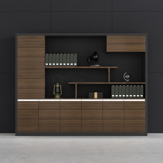 Nuoxiong Boss Desk and Chair Modern Office Furniture Light Luxury Boss Executive Desk President Supervisor Desk Full Board Desk Left Side Cabinet 2.4 Meter Boss Desk + 6 Door Bookcase + Boss Chair