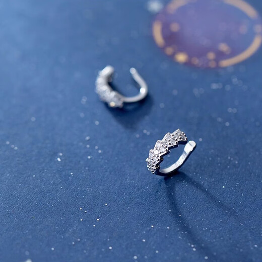 Holycat Cat in Arms 925 Silver Ear Clip Women's Valentine's Day Birthday Gift Ear Bone Clamp No Piercing Earrings Light Luxurious High-Quality Diamond Earrings No Piercing 925 Silver Row Diamond Ear Clips Pair