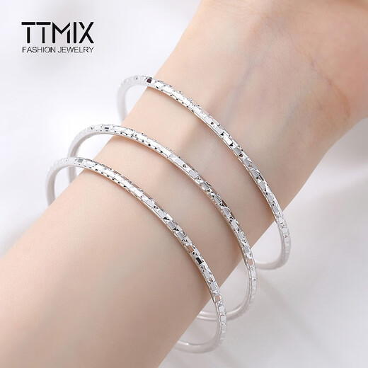 TTMIX imitation diamond pattern classic platinum bracelet pt950 platinum simple women's bracelet birthday gift 54mm weight 8.12g width 2.5mm
