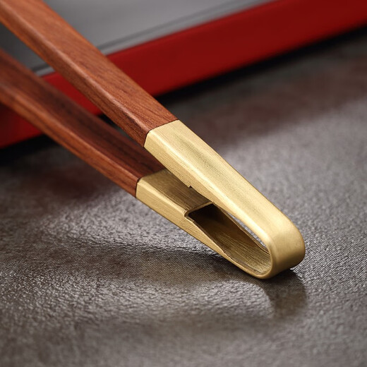 Jiutang solid wood Kung Fu tea clip tweezers high-end tea tea cup clip tea set accessories tea clip tool tea clip anti-slip ebony-solid wood inlaid (one-piece copper) tea clip